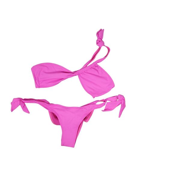 NEW Fredericks of Hollywood Laguna One Shoulder 2 Piece Bikini Set Sz 1X/2X Pink - Picture 6 of 10